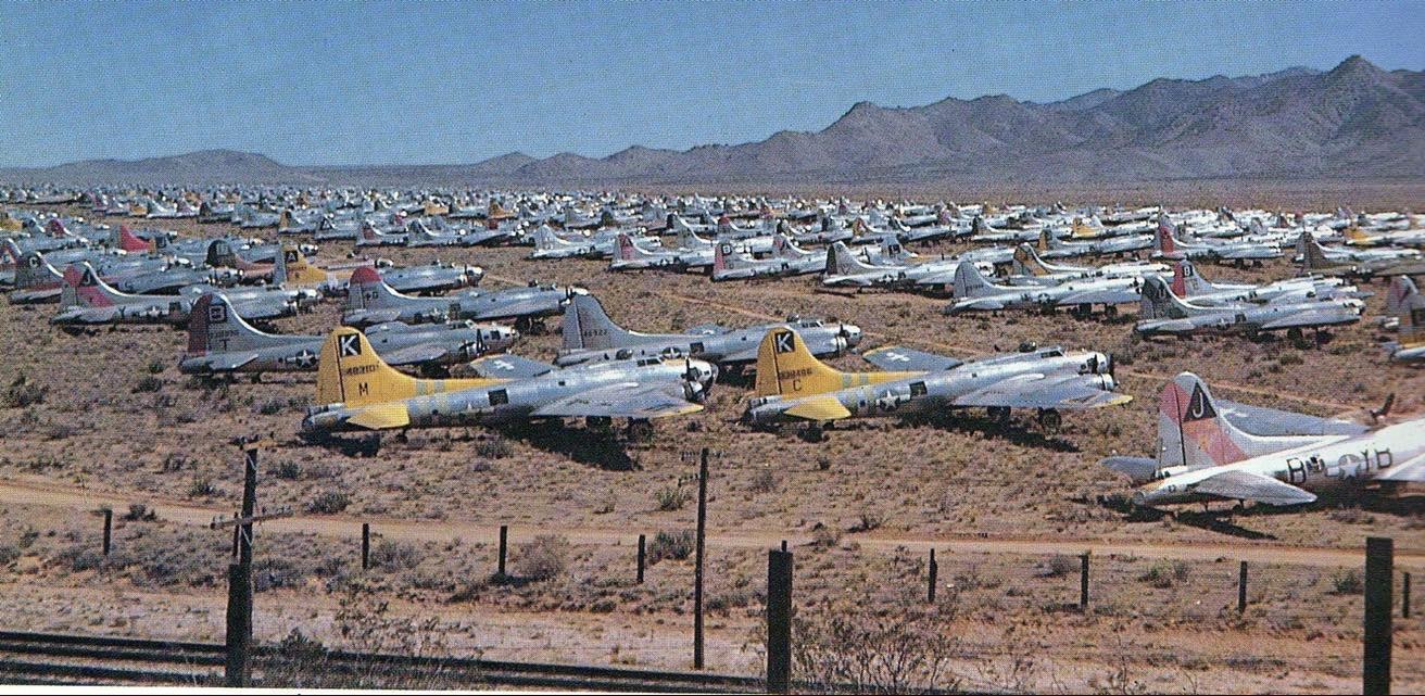 War birds parked at Kingman, Arizona, soon after WWII.