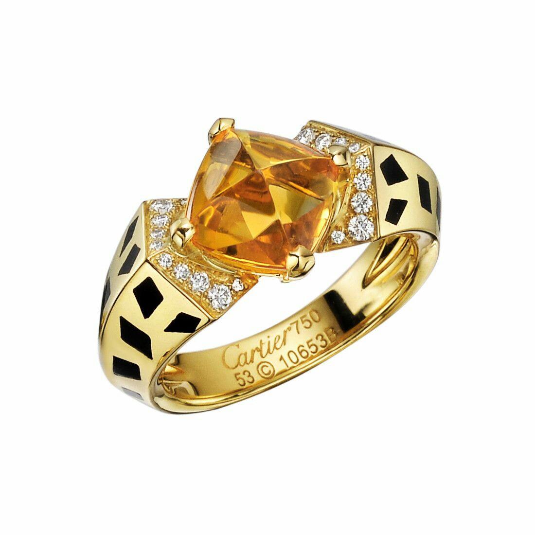 18k Yellow Gold, Citrine & Diamond "Panthère" Ring