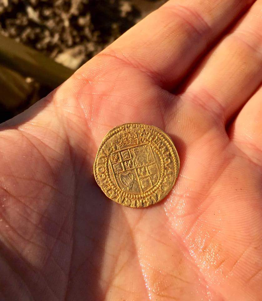 Gold coin found while metal detecting.