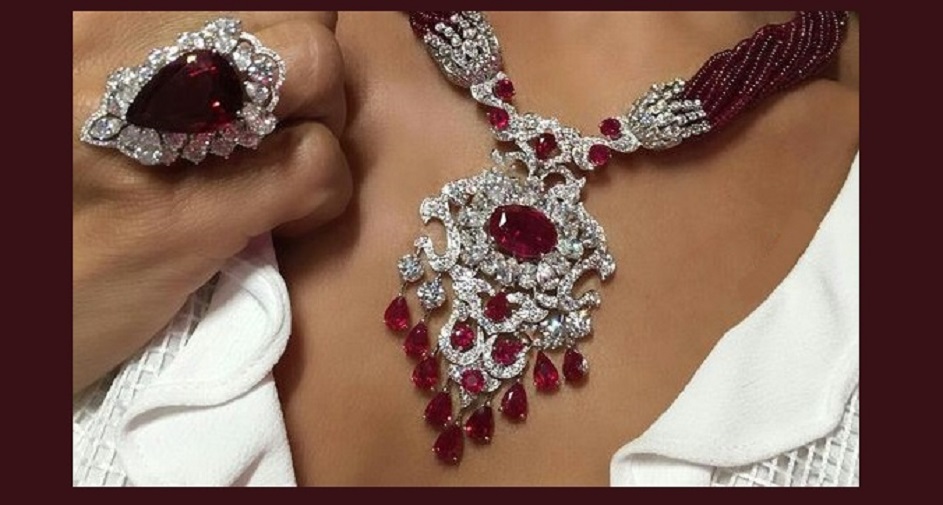 Ruby and Diamond Necklace and Ring By Orlov Jewelry