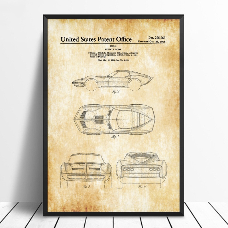 1966 Automobile Corvette Patent Art Print 
