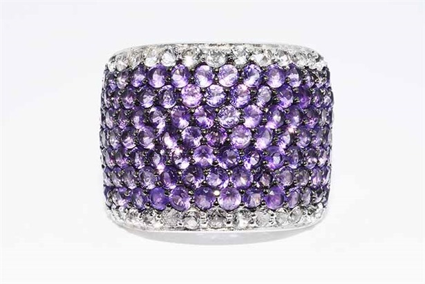 4.90 Ct Amethyst and White Topaz Cluster Sterling Silver Ring