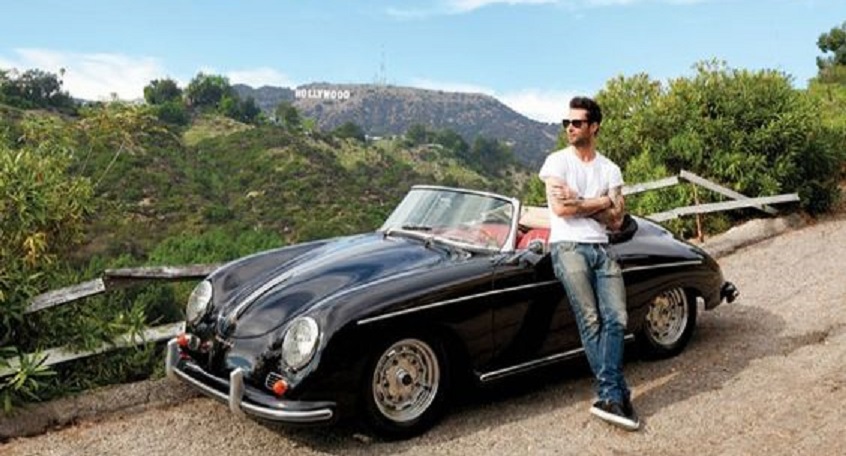 Adam Levine with his vintage Porsche