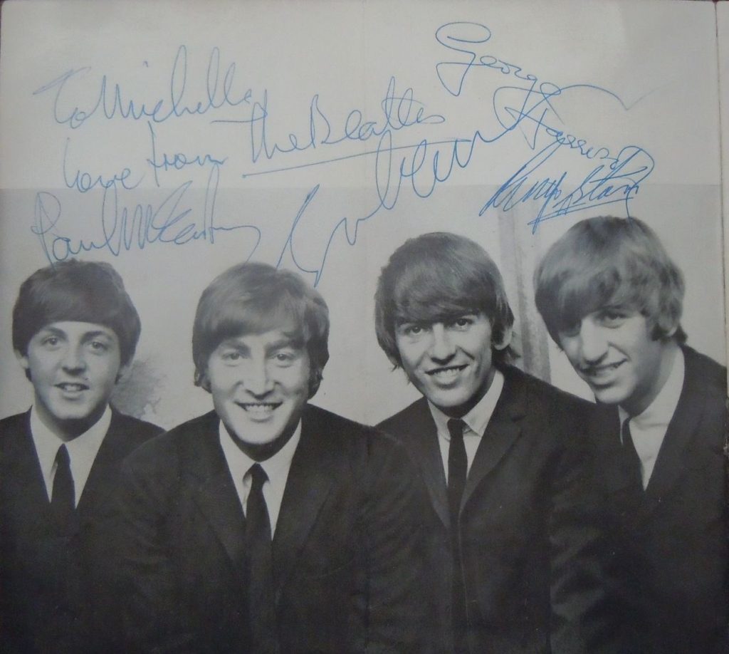 The Beatles "Four Aces" program large set of autographs boldly signed on the opening photo page of the group by John Lennon, George Harrison, Ringo Starr and Paul McCartney who has added a dedication "To Michelle Love from The Beatles".