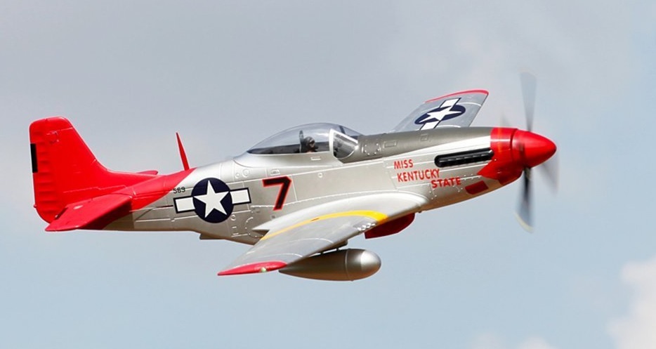 FMS P-51 Mustang Red Tail RC Airplane 6CH 1700mm (66.9") Wingspan with Flaps LED Retracs PNP Warbird