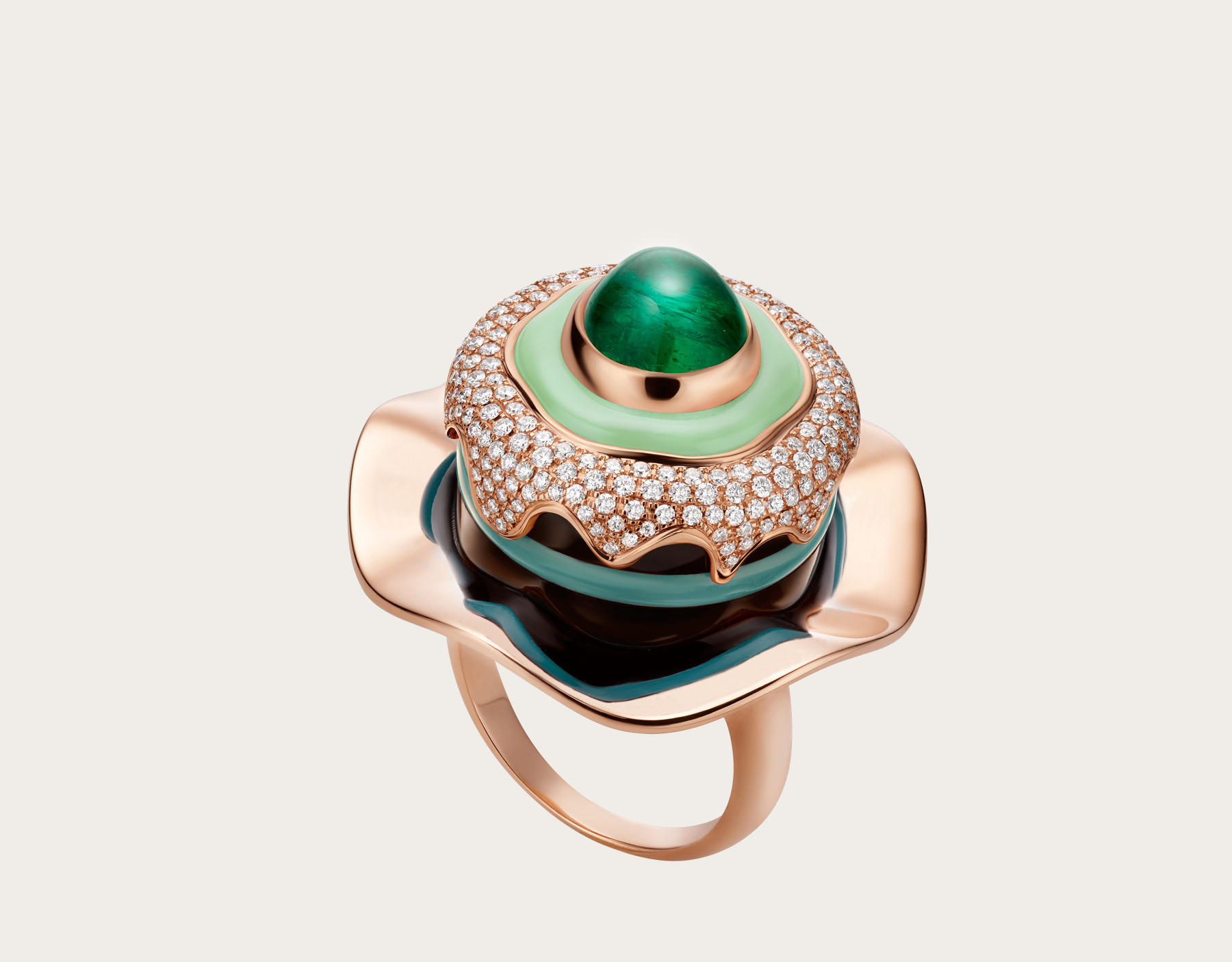 Emerald and Diamond Cake Ring