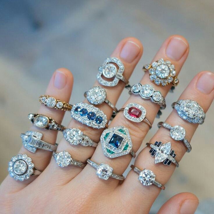 Vintage rings from Georgian, Victorian, Edwardian, and Art Deco eras.