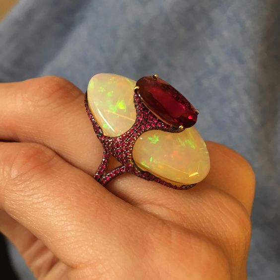 Gorgeous Ruby and Opal Ring