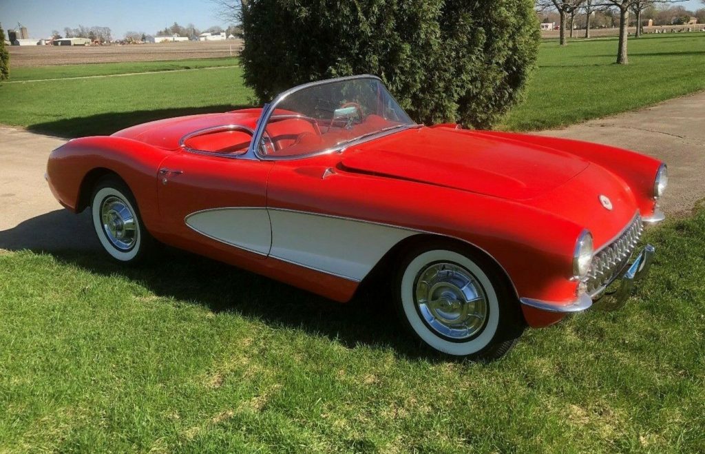 Classic Red and White 1956 Corvette Convertible